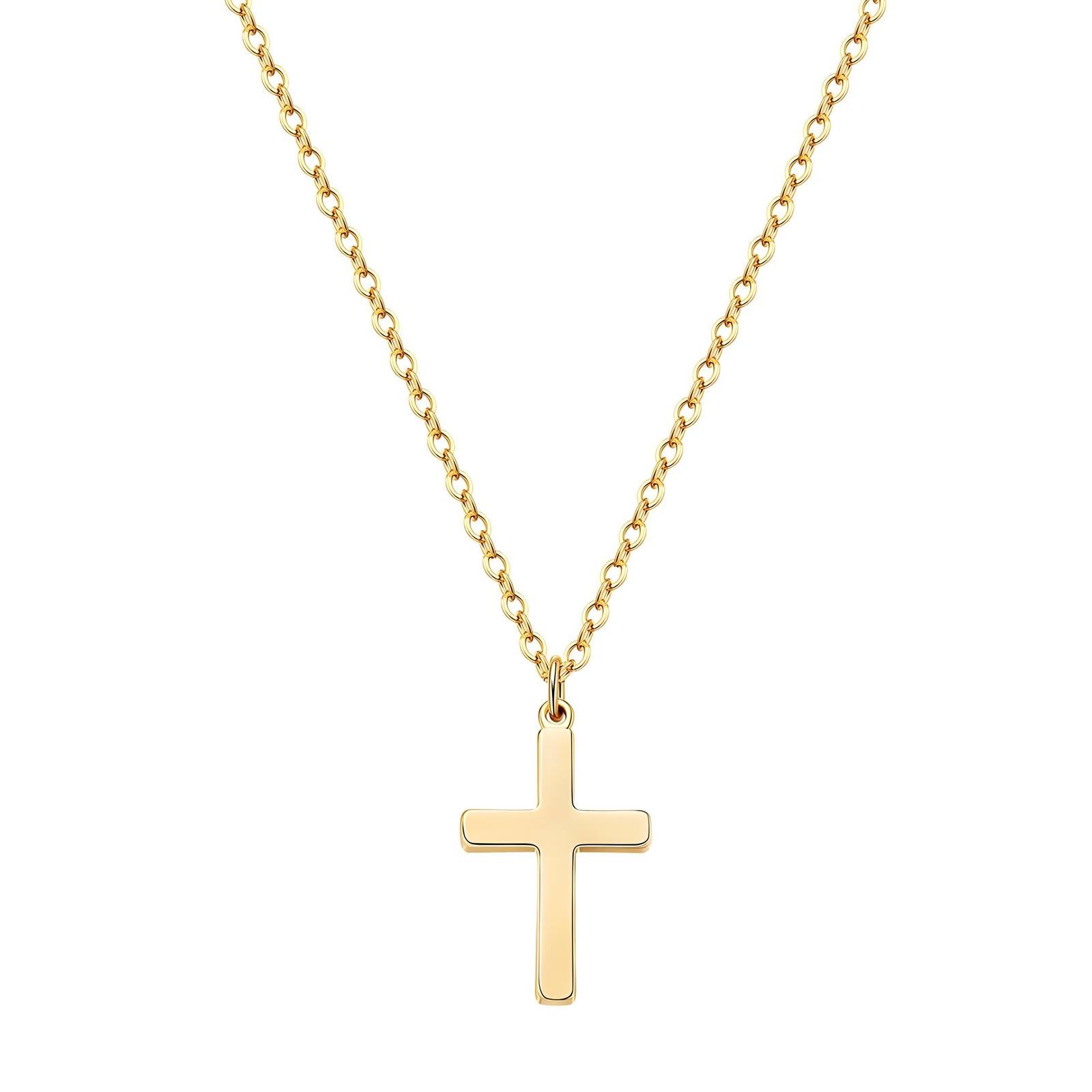''CROSSES" NECKLACE, 18K GOLD PLATED STEEL
