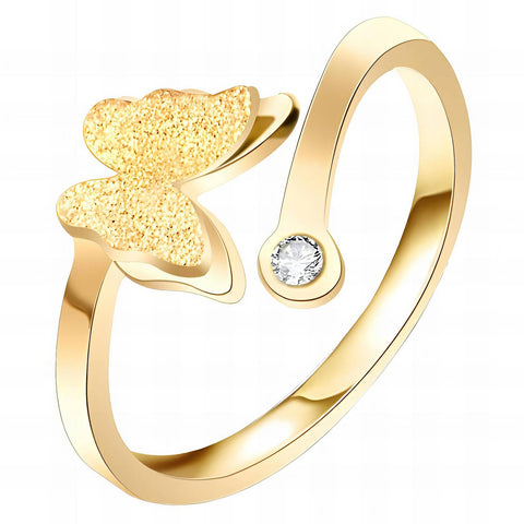 "BUTTERFLY" RING, 18K GOLD PLATED STEEL