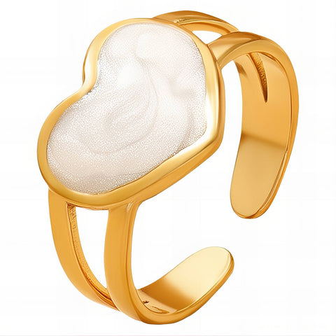"HEART" RING, 18K GOLD PLATED STEEL