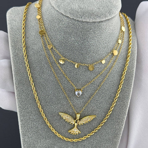 "HEARTS" NECKLACE, 18K GOLD PLATED STEEL