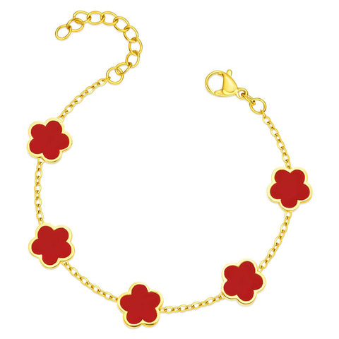 "FLOWER MEADOW" BRACELET, 18K GOLD PLATED STEEL