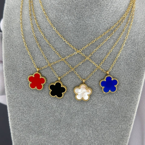 "FLOWER" NECKLACE, 18K GOLD PLATED STEEL