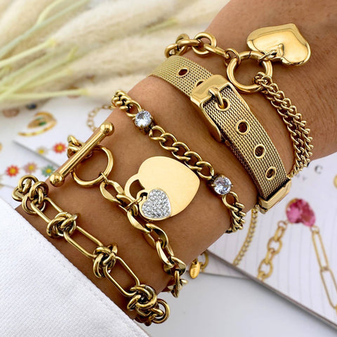 "HEART" BRACELTE, 18K GOLD PLATED STEEL