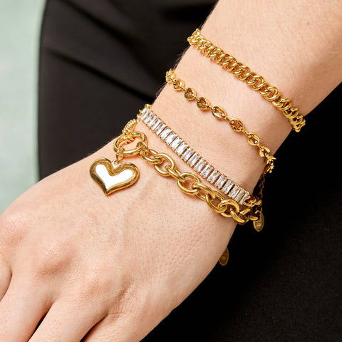 "HEART" BRACELTE, 18K GOLD PLATED STEEL
