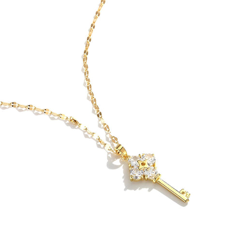 "KEY" NECKLACE, 18K GOLD PLATED STEEL
