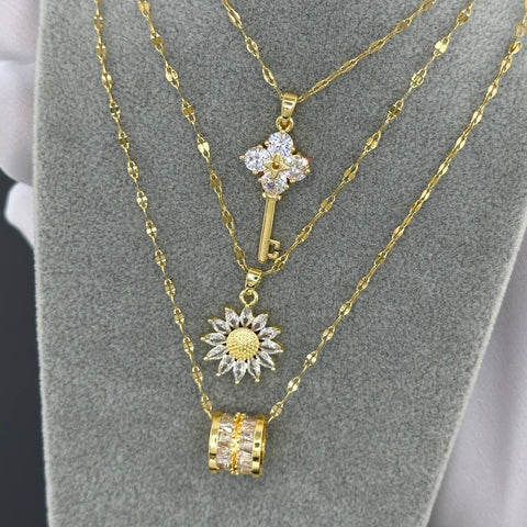 "KEY" NECKLACE, 18K GOLD PLATED STEEL