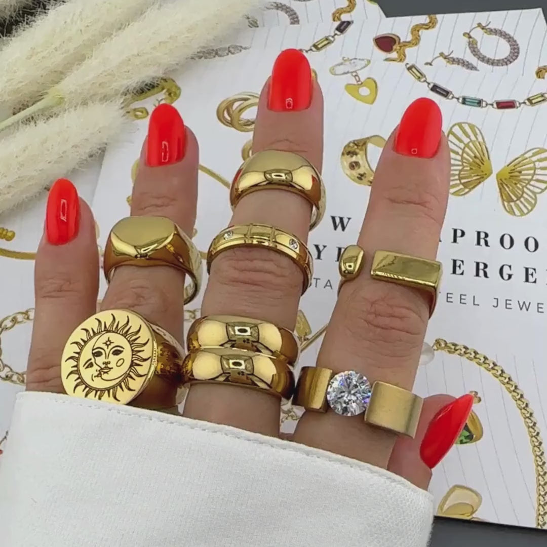 Ring, 18K Gold Plated Steel