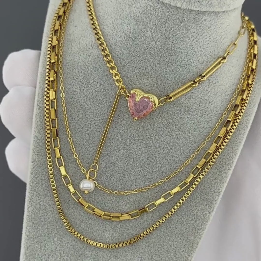 "HEART" NECKLACE, 18K GOLD PLATED STEEL