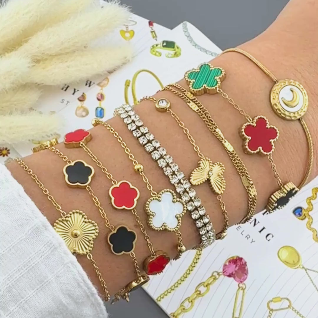 "FLOWER MEADOW" BRACELET, 18K GOLD PLATED STEEL