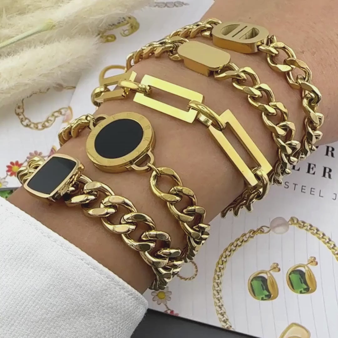 BRACELET, 18K GOLD PLATED STEEL