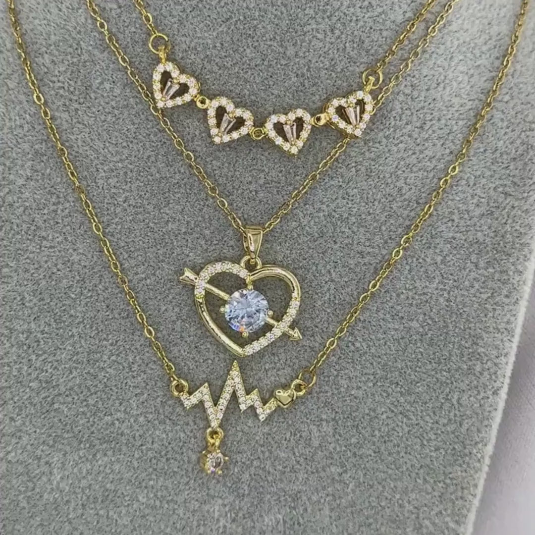 "HEART" NECKLACE, 18K GOLD PLATED STEEL