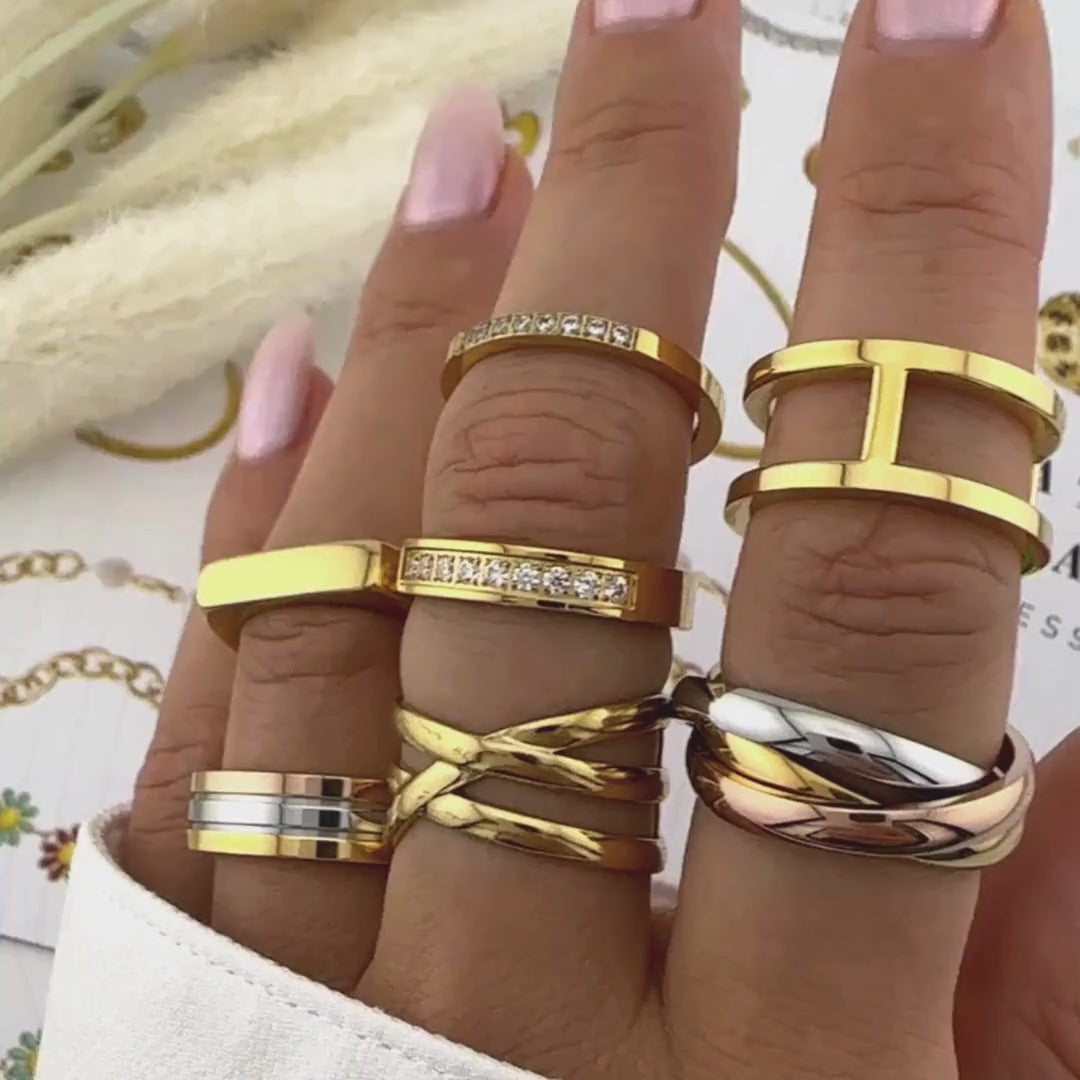 RING, 18K GOLD PLATED STEEL