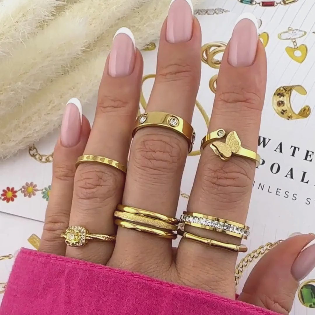 RING, 18K GOLD PLATED STEEL