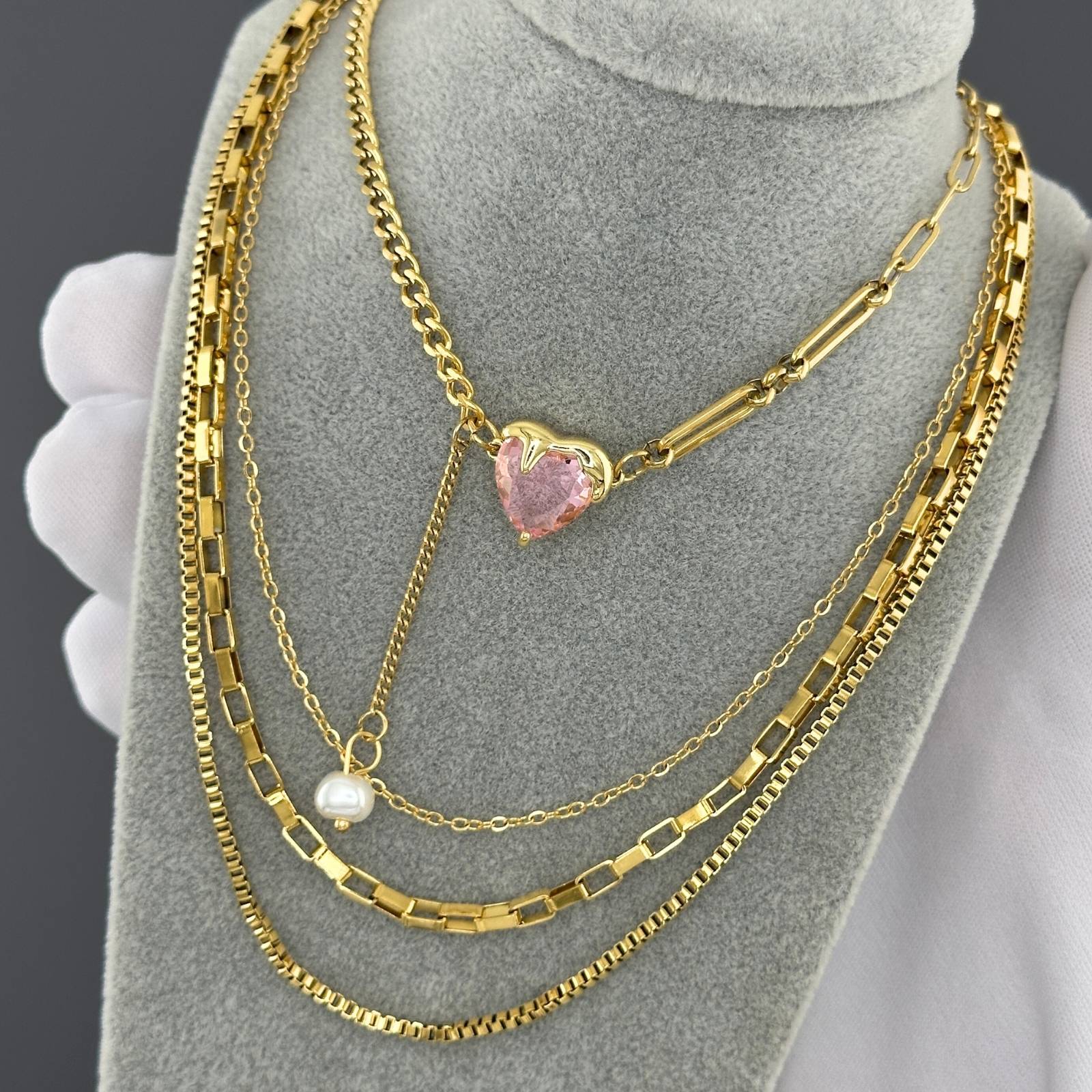 "HEART" NECKLACE, 18K GOLD PLATED STEEL