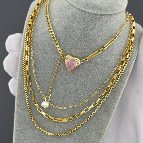 "HEART" NECKLACE, 18K GOLD PLATED STEEL