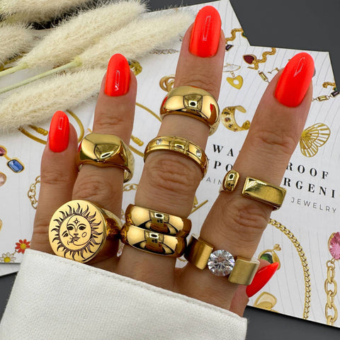 Ring, 18K Gold Plated Steel