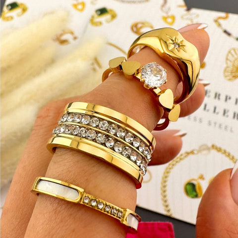 "HEART" RING, 18K GOLD PLATED STEEL