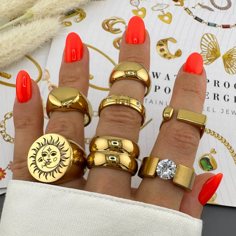 Ring, 18K Gold Plated Steel