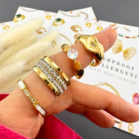 "HEART" RING, 18K GOLD PLATED STEEL