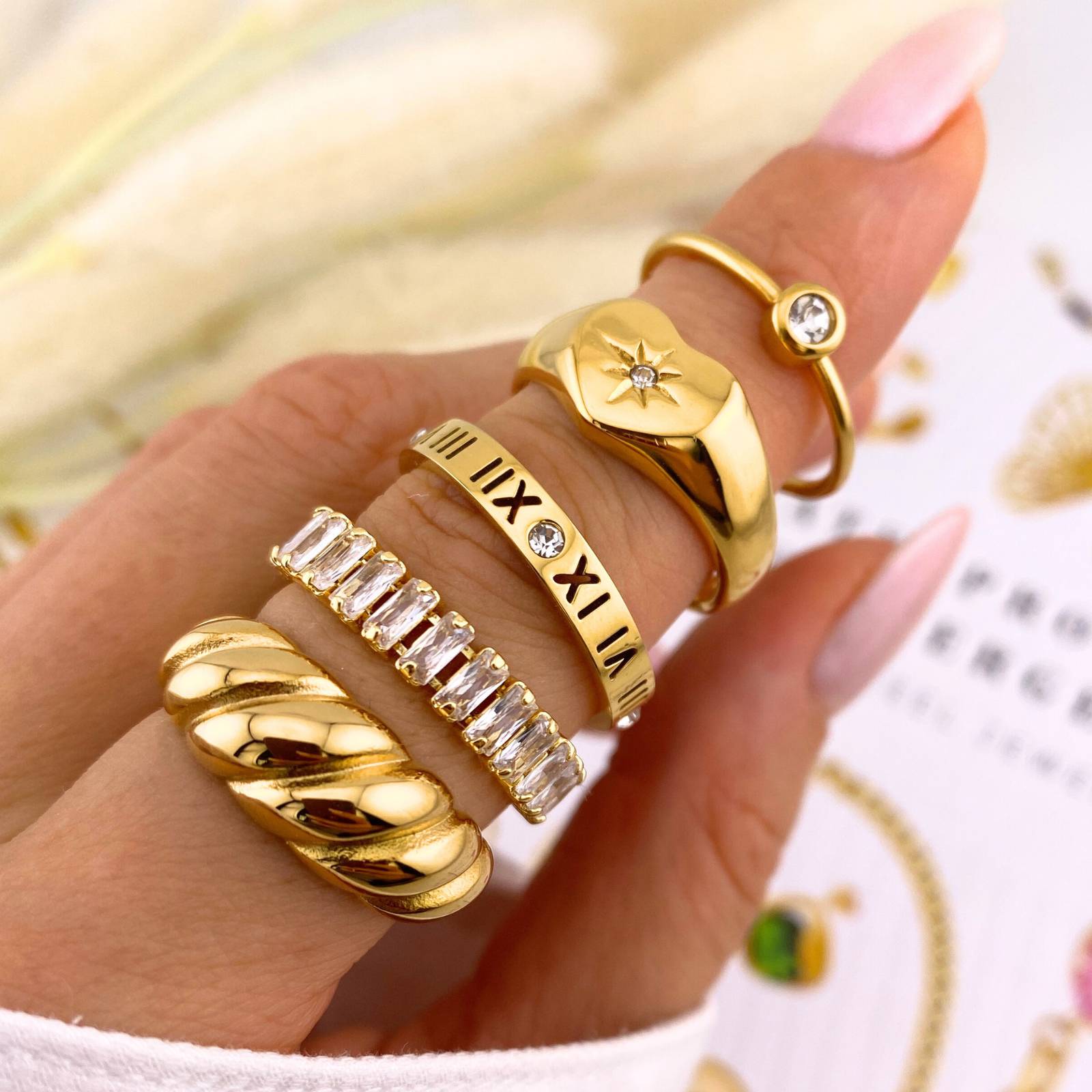 "HEART" RING, 18K GOLD PLATED STEEL