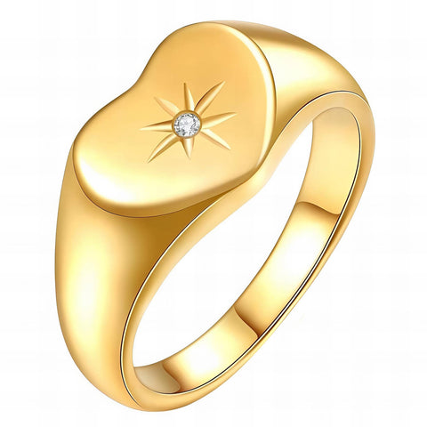 "HEART" RING, 18K GOLD PLATED STEEL