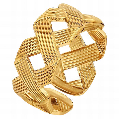RING, 18K GOLD PLATED STEEL