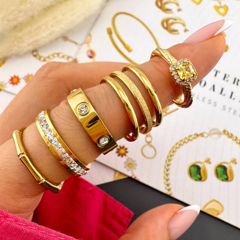 RING, 18K GOLD PLATED STEEL