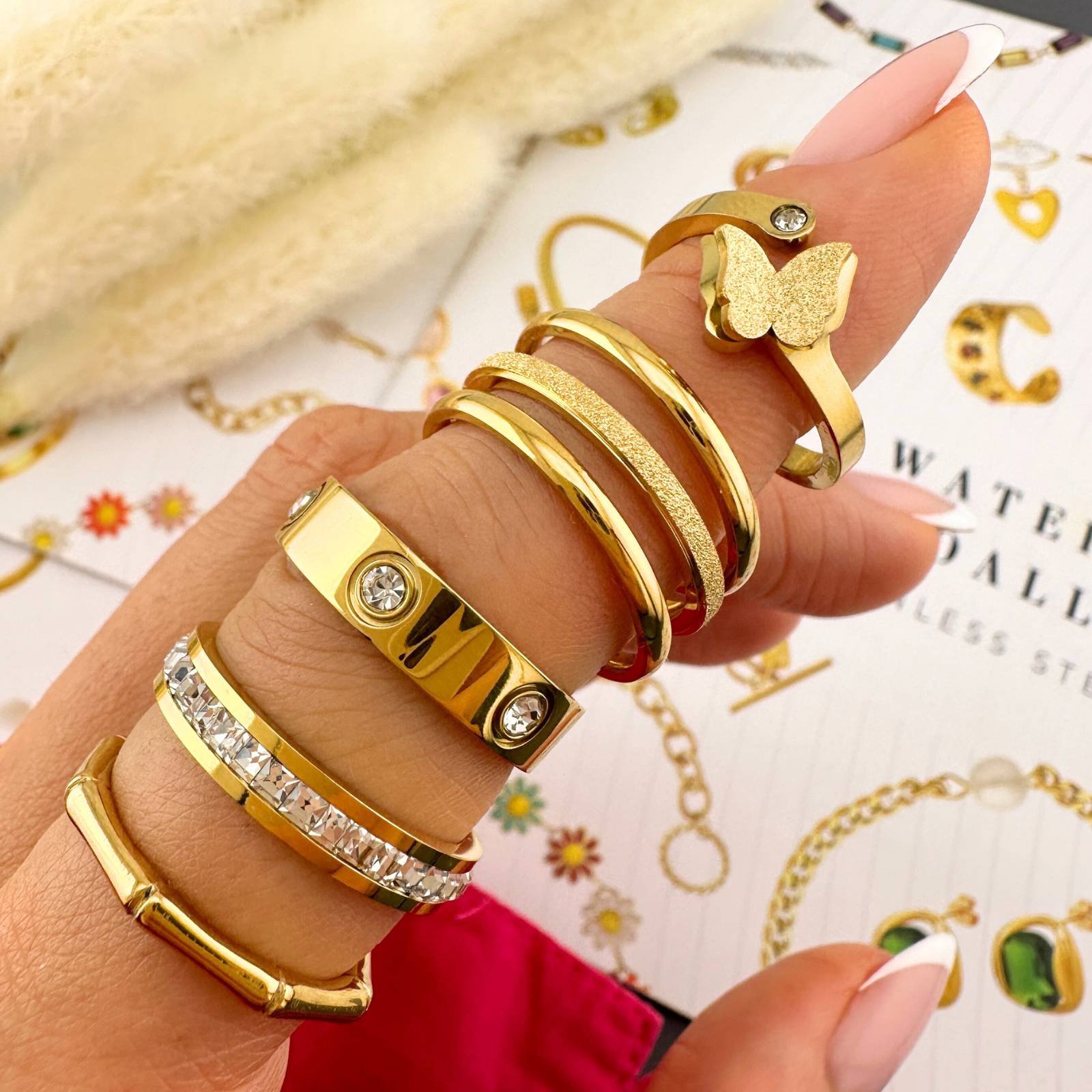 RING, 18K GOLD PLATED STEEL