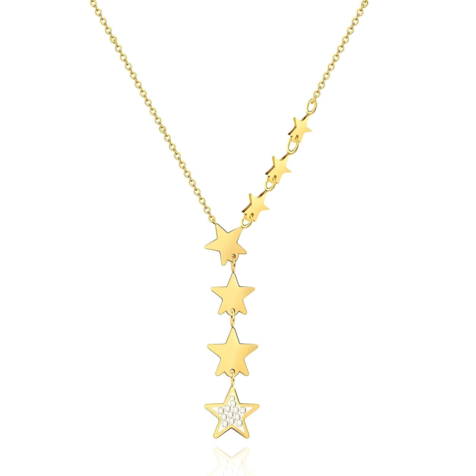 "STARS" NECKLACE, 18K GOLD PLATED STEEL