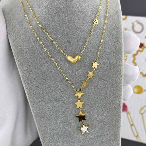 "STARS" NECKLACE, 18K GOLD PLATED STEEL